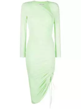 Сетчатое платье миди со сборками Self-Portrait, зеленый