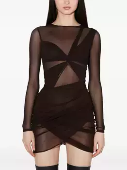 Сетчатое платье мини с драпировкой MISBHV, черный