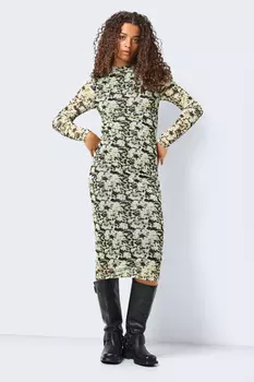 Сетчатое платье Nmbea L/S с высоким воротником, переднее/детское Noisy May, черный