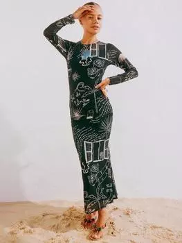 Сетчатое платье palma Never Fully Dressed, черный