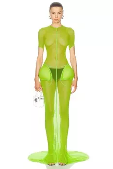 Сетчатое платье «рыбий хвост» из коллаборации с Shayne Oliver Jean Paul Gaultier, цвет Lime
