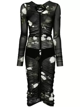 Сетчатое платье с цветочным принтом Magda Butrym, черный