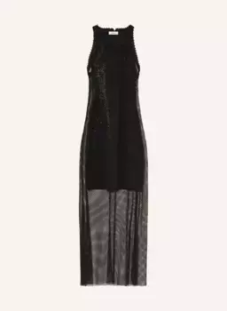 Сетчатое платье с драгоценными камнями Sandro, черный