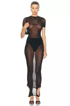 Сетчатое платье с двумя боками из коллаборации с Shayne Oliver Jean Paul Gaultier, черный