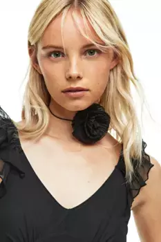 Сетчатое платье с оборками H&M, черный
