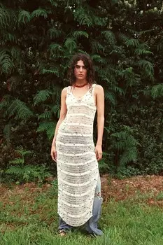 Сетчатое платье с ракушками ZARA, устрично-белый