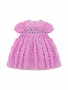 Сетчатое платье с вышивкой Stella McCartney, розовый