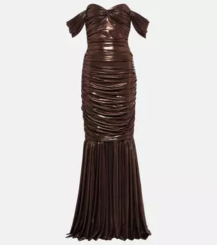 Сетчатое платье walter с открытыми плечами Norma Kamali, коричневый