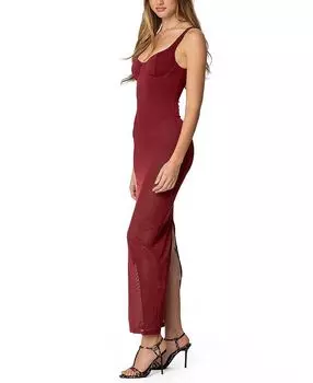 Сетчатое вшитое боди-платье макси Edikted, красный