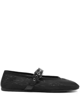 Сетчатые балетки MIU MIU, черный