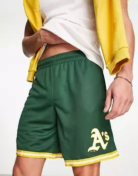 Сетчатые шорты MLB Oakland Athletics зеленого цвета с контрастной отделкой 47 Brand