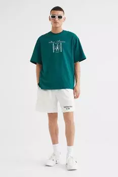Сетчатые шорты свободного кроя H&amp;M, белый / никогда не теряйте талант