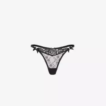 Сетчатые стринги Edwina средней посадки с бантиком Agent Provocateur, черный