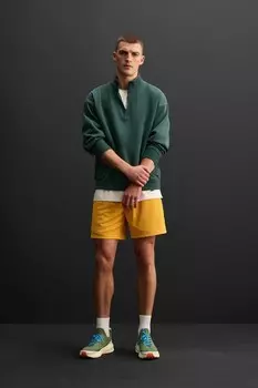 Сетчатые текстурные шорты ZARA, желтый