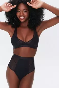 Сетчатые трусики с вышивкой Forever 21, черный