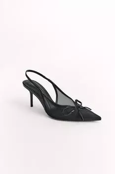Сетчатые туфли-босоножки с бантом ZARA, черный