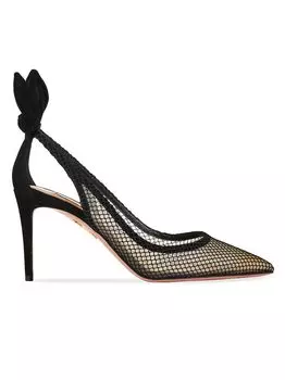 Сетчатые туфли-лодочки с галстуком-бабочкой 85 мм Aquazzura, черный