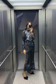 Сетчатые туфли с бантикой ZARA, черный
