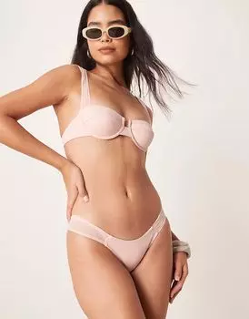 Сетчатый бикини-топ на косточках Free Society в цвете «балетный розовый»