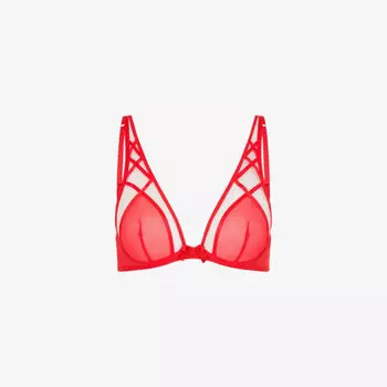 Сетчатый бюстгальтер Cherise на косточках со шнуровкой Agent Provocateur, красный