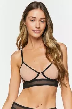 Сетчатый бюстгальтер на косточках с контрастной отделкой Forever 21, коричневый