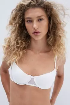 Сетчатый бюстгальтер пуш-ап деми H&M, белый