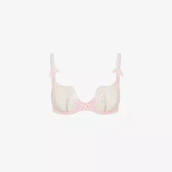 Сетчатый бюстгальтер Quinny, украшенный пайетками Agent Provocateur, розовый