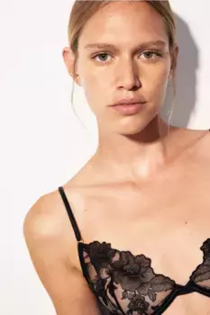 Сетчатый бюстгальтер со вставками и без подкладки H&M, черный