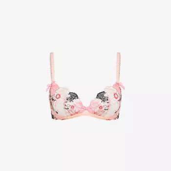 Сетчатый бюстгальтер Zuri с глубоким вырезом и цветочной вышивкой Agent Provocateur, розовый