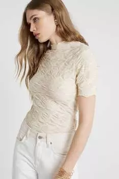 Сетчатый фактурный топ River Island, бежевый