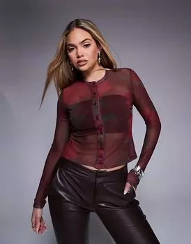 Сетчатый кардиган с пуговицами и цветочным принтом ASOS DESIGN