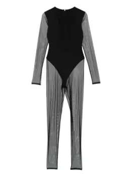 Сетчатый комбинезон Pure Tentation с V-образным вырезом Maison Close, черный