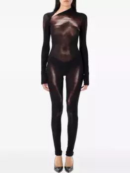 Сетчатый комбинезон с принтом Jean Paul Gaultier, черный