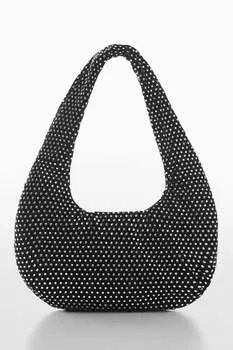 Сетчатый мешочек с декоративными камнями Mango, черный
