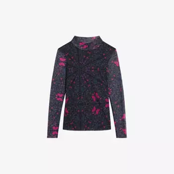Сетчатый топ Judine с высоким воротником и графичным принтом Ted Baker, черный