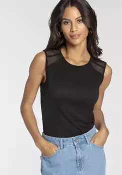 Сетчатый топ Melrose с элегантными деталями из сетки на плече - НОВАЯ КОЛЛЕКЦИЯ, черный