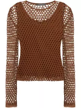 Сетчатый топ с длинными рукавами Alberta Ferretti, коричневый