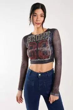 Сетчатый топ с длинными рукавами Athleisure Pink Vanilla, серый