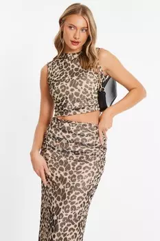 Сетчатый топ с леопардовым принтом QUIZ Clothing
