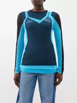 Сетчатый топ с принтом trompe l'oeil LOEWE, синий