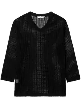 Сетчатый топ с V-образным вырезом b+ab, черный