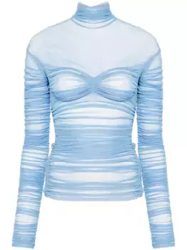 Сетчатый топ со сборками Mugler, синий