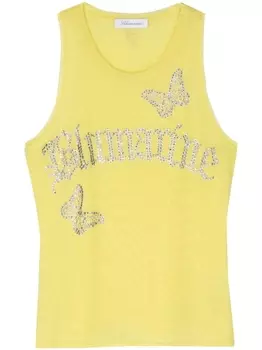 Сетчатый топ со стразами и логотипом Blumarine, желтый