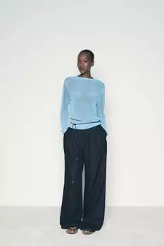 Сетчатый трикотажный свитер ZARA, синий