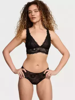 Сексуальная футболка с кружевным треугольным бралеттом Victoria'S Secret, черный