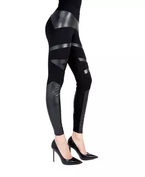Сексуальные женские леггинсы moto pleather с акцентом MeMoi, черный