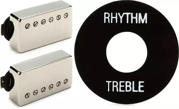 Seymour Duncan Pearly Gates Humbucker Комплект из 2 звукоснимателей - Никелевый комплект с аксессуарами Gibson Шайба тумблера - Черный с белым оттиском