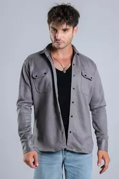 Сезонная замшевая рубашка с двойными карманами XC U16463 Stilkombin, камень