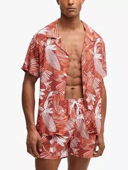 Сезонные плавательные шорты с принтом HUGO BOSS, цвет Orange/Multi