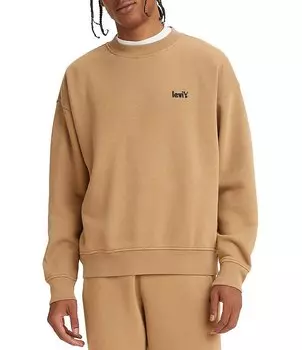 Сезонный свитшот с круглым вырезом и плакатом Levi's с логотипом, коричневый